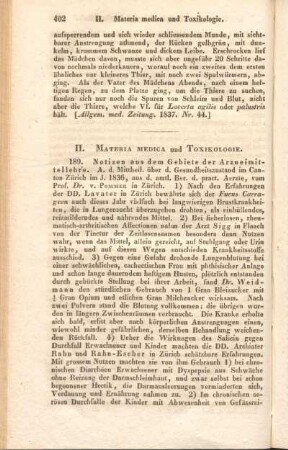 II. Materia medica und Toxikologie.