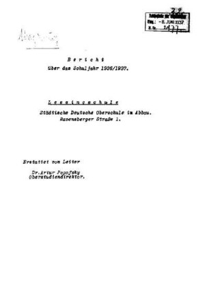 1936/37: Bericht über das Schuljahr ... - 1936/1937