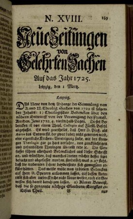 N. XVIII. Leipzig, den 1 Mertz. - N. XXVI. Leipzig, den 29 Mertz.