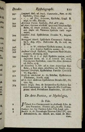 De Arte Poetica, et Mythologia.