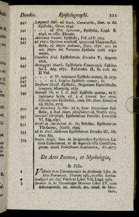 De Arte Poetica, et Mythologia.