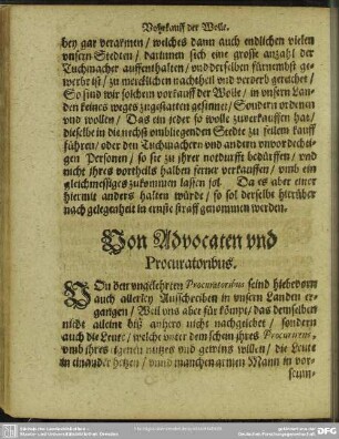 Von Advocaten und Procuratoribus