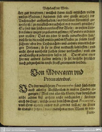 Von Advocaten und Procuratoribus
