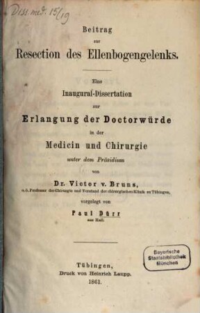 Beitrag zur Resection des Ellenbogengelenks : Inaug. Diss.