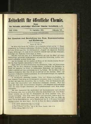 Heft XVIII. 30. September 1914. Jahrgang XX.
