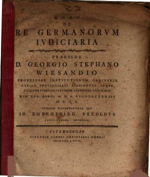 Diss. de re Germanorum iudiciaria