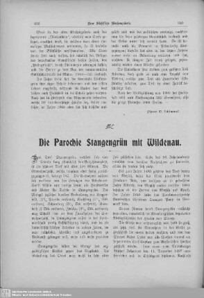 Die Parochie Stangengrün mit Wildenau