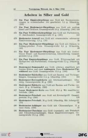 Arbeiten in Silber und Gold (Nr. 476-563)