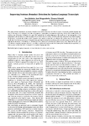 Improving Sentence Boundary Detection for Spoken Language Transcripts