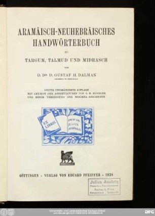 [Aramäisch-Neuhebräisches Handwörterbuch]