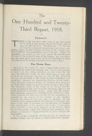 The One Hundred and Twenty-Third Report, 1918