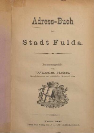 1881: Adreßbuch der Stadt Fulda