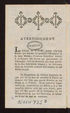 1v-8v, Avertissement. Nachricht. Classifikation.