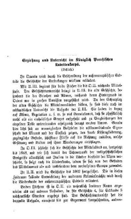 Erziehung und Unterricht im Königlich Preußischen Kadettenkorps : Schluß