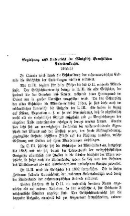 Erziehung und Unterricht im Königlich Preußischen Kadettenkorps : Schluß