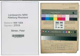 Entnazifizierung Peter Blinten , geb. 24.06.1896 (Verlader)