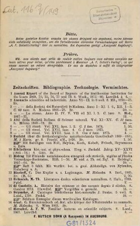 Catalog der ... Antiquariats-Buchhandlung Fidelis Butsch in Augsburg : [Bis Nr. 15.]: Birett, Wilh.: Verzeichniß gebundener Bücher ... = Catal. III, 5. 149