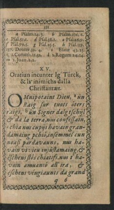 XV. Oratiun incunter lg' Türck, & ls' inimichs dalla Christantaet.