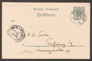 Postkarte an Friedrich Spitta : 17.01.1896