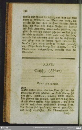 XXVII. Eibisch, (Althaea)