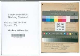 Entnazifizierung Wilhelmine Klucken , geb. 20.07.1892 ()