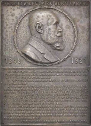 Einseitige Plakette auf den Tod König Wilhelms II.
