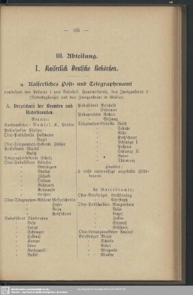 [IV.] Behördenverzeichnis : IV. Abteilung. Behörden