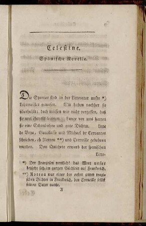 Celestine. Spanische Novelle.