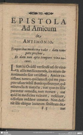 Epistola Ad Amicum de Antimonio