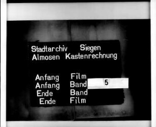 Almosenkastenrechnung der Stadt Siegen der Kastenmeister Herman Bierchen und Thomas Gotschalck