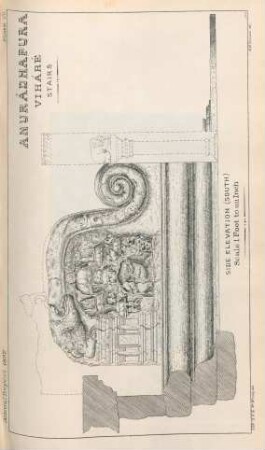 Plate VII. Anurâdhapura. Viháré. Stairs. Side elevation (South)