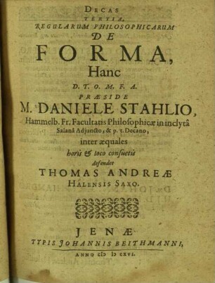 Decas regularum philosophicarum de forma