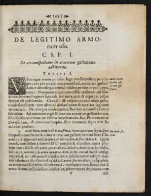 Cap. I. De circumspectione in armorum gestatione adhibenda.