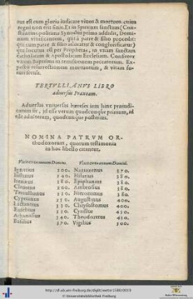Nomina Patrum Orthodoxorum, quorum testimonia in hoc libello citantur