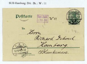 Postkarte an Richard Dehmel