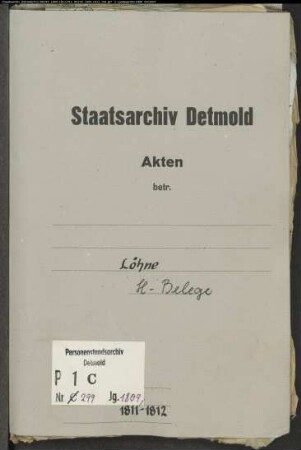 Belegakten zum Heiratsregister der evangelischen Gemeinde Löhne, Kreis Herford (1809, 1811, 1812)
