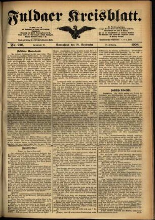 Ausgabe vom Samstag, den 19. September 1908.