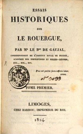 Essais historiques sur le Rouergue, 1,1