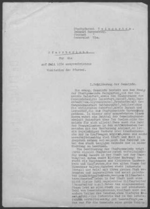 Weingarten mit Baienfurt, Baindt u.a. Diaspora: Pfarrbericht 1934