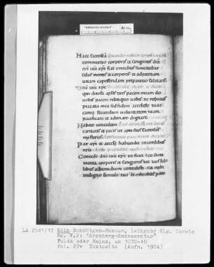 Arenberg-Sakramentar — Textseite, Folio 27verso
