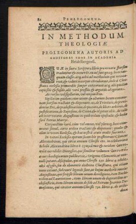 In Methodum Theologiae Prolegomena ...