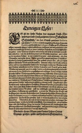 Rühmlichst- geführt- und selig geschlossener Lebens-Lauff Des weiland Hoch-Ehrwürdig- und Hochgelehrten Herrn Sebastian Schmidts, der Heiligen Schrifft Doctoris, und bey der Universitaet zu Straßburg ältesten Professoris ...