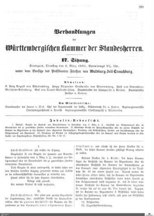 17. Sitzung, Stuttgart, 8.3.1881