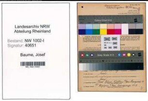 Entnazifizierung Josef Baume, geb. 22.05.1898 (Angestellter)