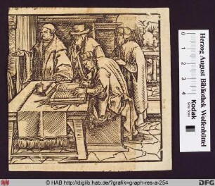 Martin Luther und Gelehrte mit Schreiber