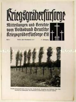 Monatszeitschrift "Kriegsgräberfürsorge" mit Bildern von deutschen Soldatenfriedhöfen im Ausland