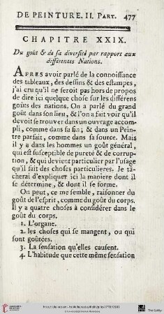 Chap. XXIX. : Du goût & de sa diversité par rapport aux différentes Nations