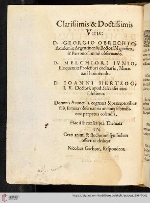 Clarissimis & Doctissimis Viris