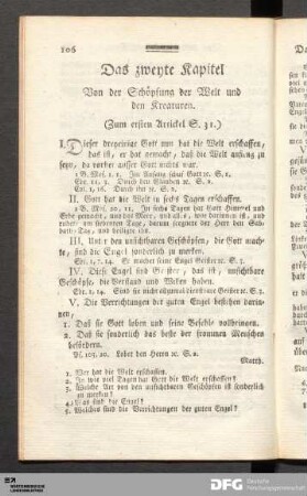 Das zweyte Kapitel Von der Schöpfung der Welt und den Kreaturen.