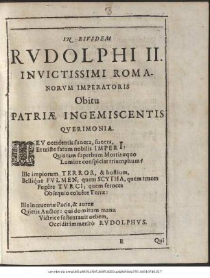 Laudatio Funebris Serenissimi, Celsissimique Principis Ac Domini Dn. Christiani II. Ducis Saxoniae ... Tristißimo Imperii fato, 23. Iunii, Anno 1611. Dresdae pie beateq[ue] defuncti, conscripta, & habita in templo arcis, Cum ab ordinibus Reipub. literariae, in luctu summo & iustißimo, Patri patriae parentaretur, d. 6. Augusti